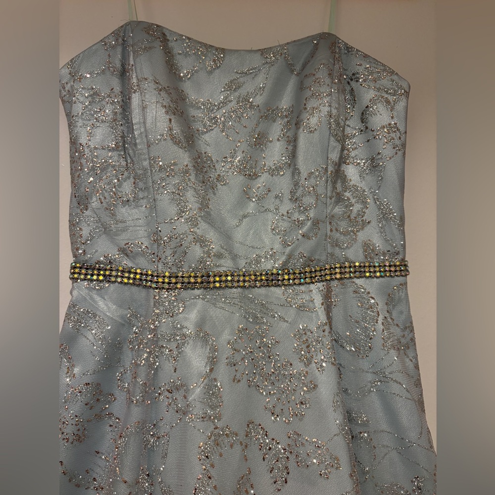 NWOT Stunning Camille La Vie Light Blue Glitter Strapless Dress